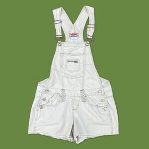 Y2K Khaki Overalls Shorts Utility Cargo NOBO No Boundaries Tan - Size 9 Juniors